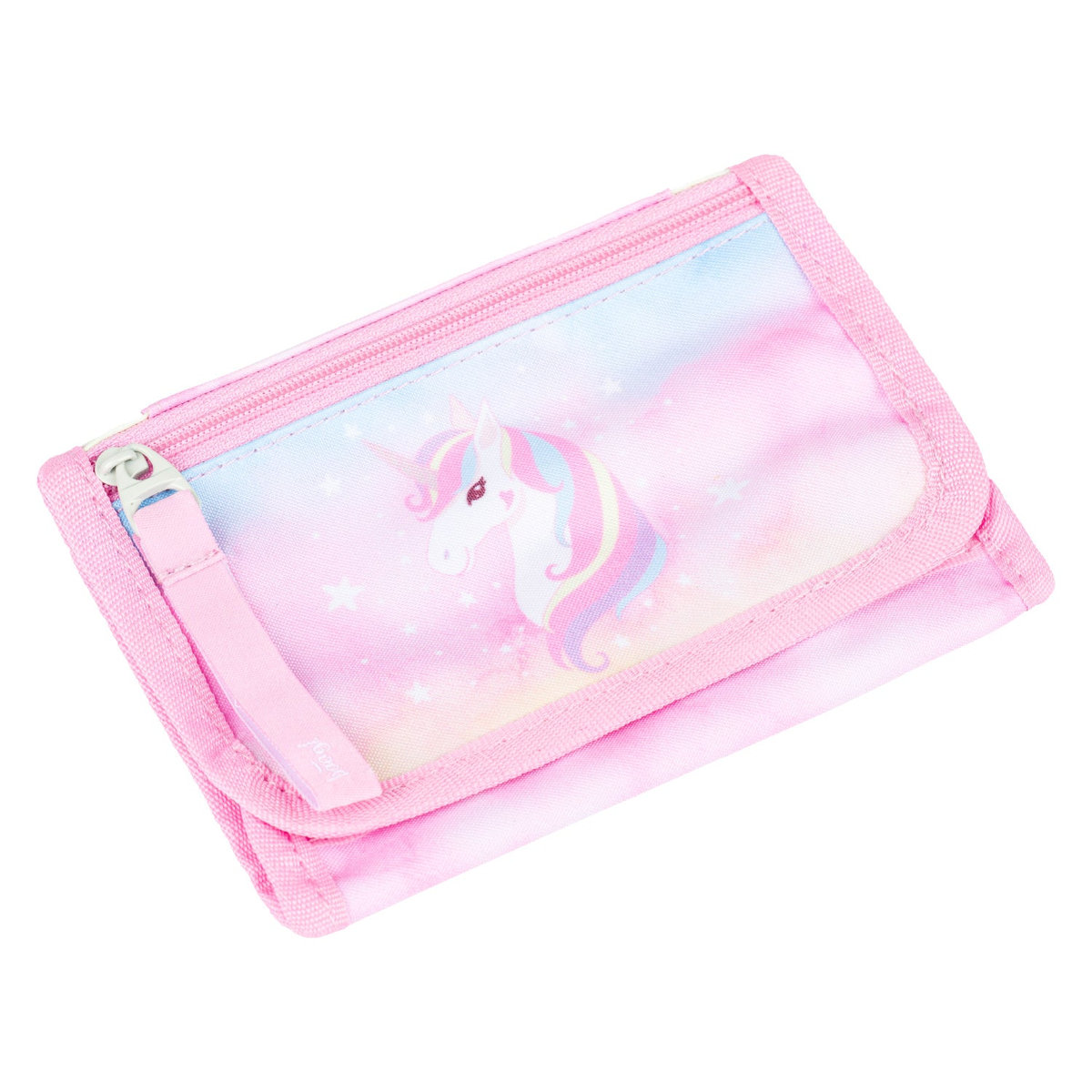 Peněženka na krk Rainbow Unicorn – při nošení