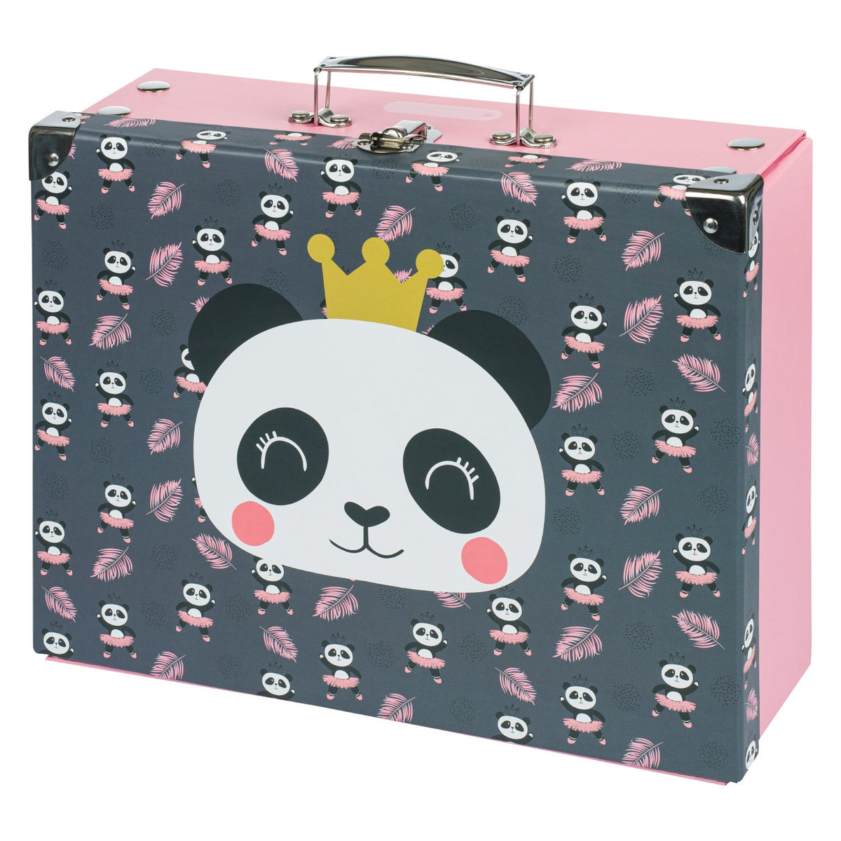 Skládací školní kufřík Panda s kováním – detail výrobku
