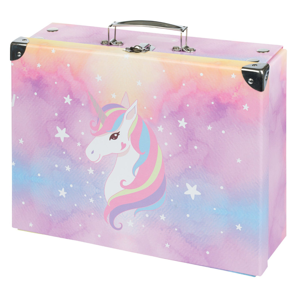 Skládací školní kufřík Rainbow Unicorn s kováním – detail výrobku