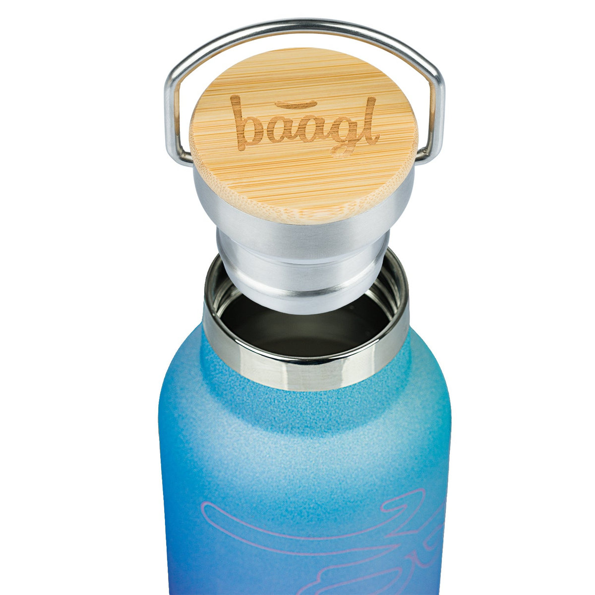 Termoláhev s bambusovým víčkem Gradient modro-fialová, 500 ml – detail výrobku