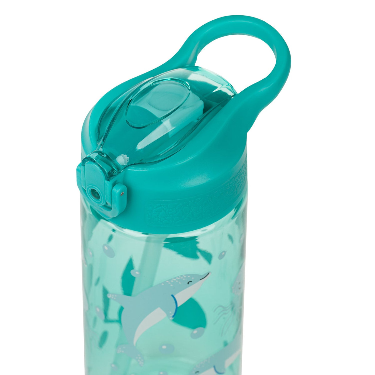 Tritanová láhev na pití s brčkem Delfín, 500 ml – detail výrobku