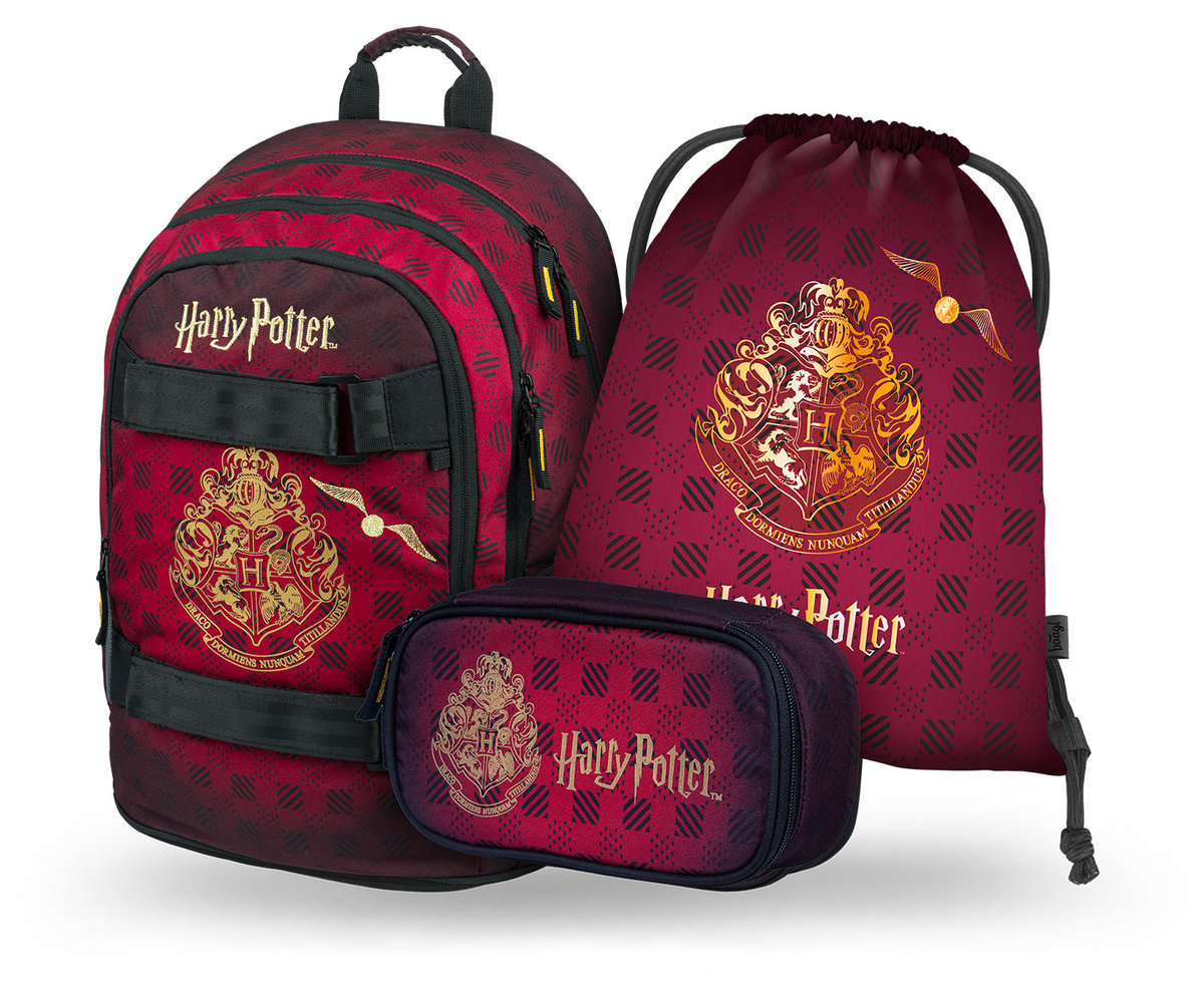 Školní set Skate Harry Potter Bradavice vínový – detail výrobku