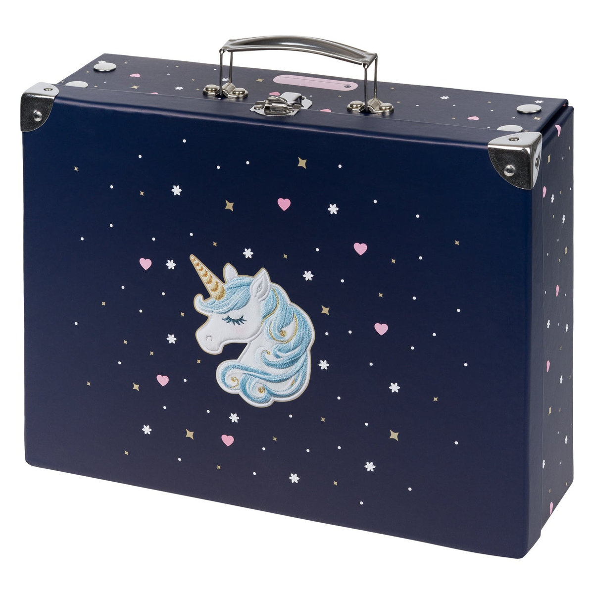 Skládací školní kufřík Unicorn Gold s kováním – detail výrobku