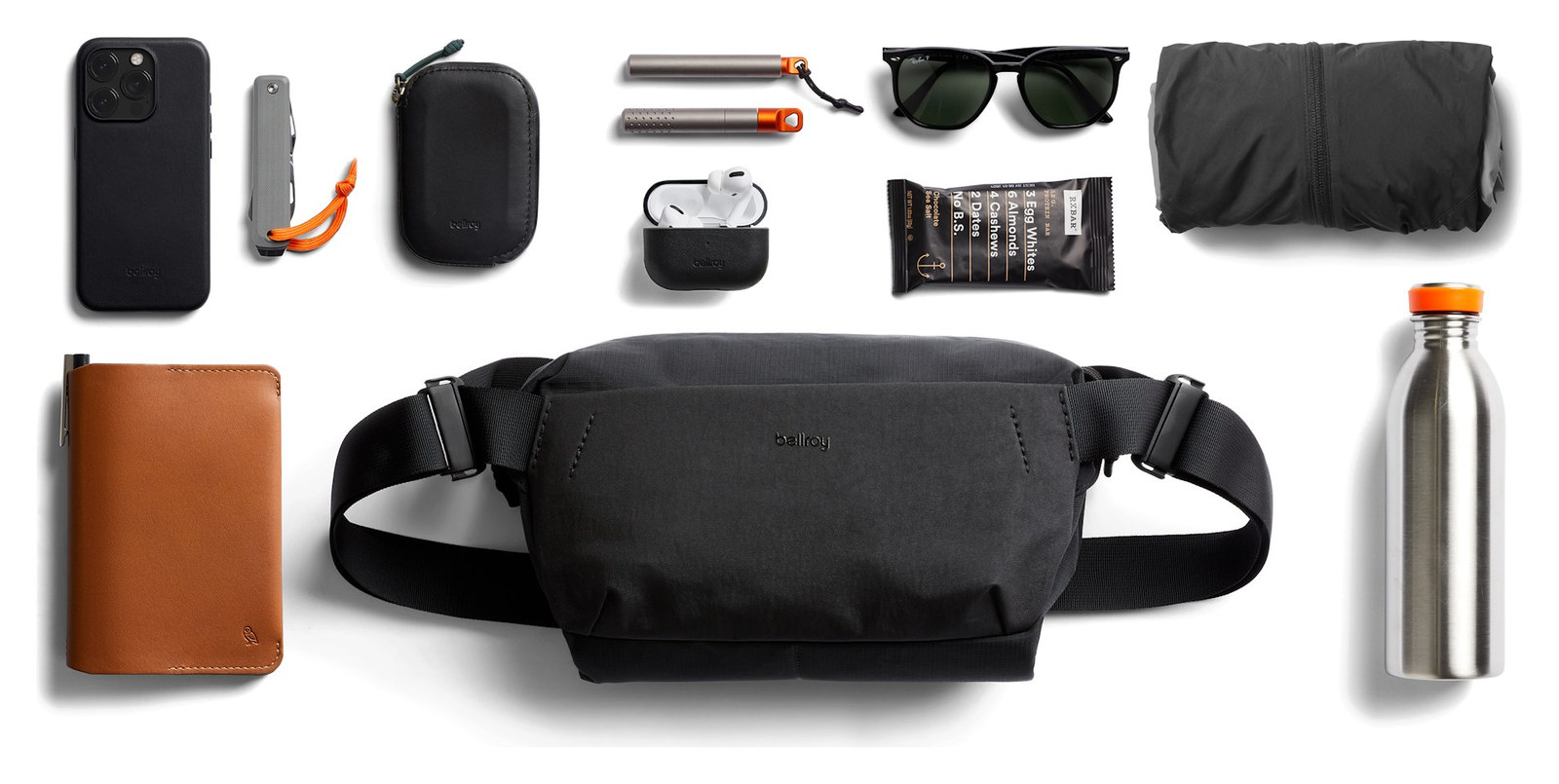 Bellroy Venture Sling 6 l – přehled rozloženého obsahu