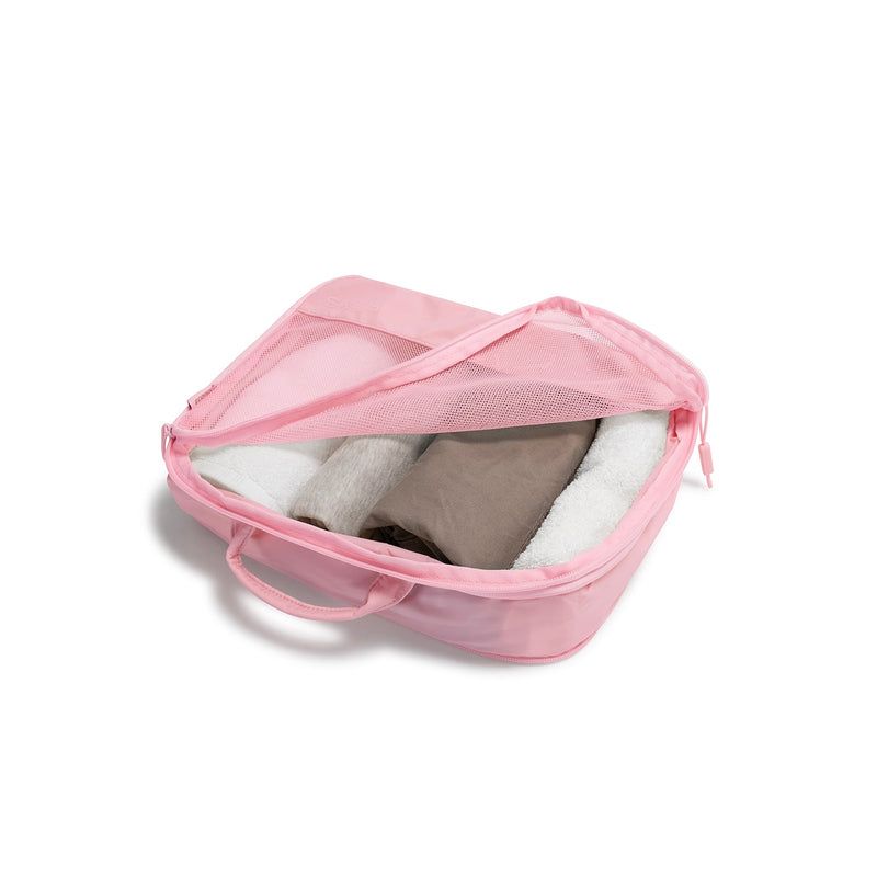 Heys Ecotex Compression Packing Cube 4 Pc Set Pink Sand – Jedna velká, dvě střední, jedna malá
