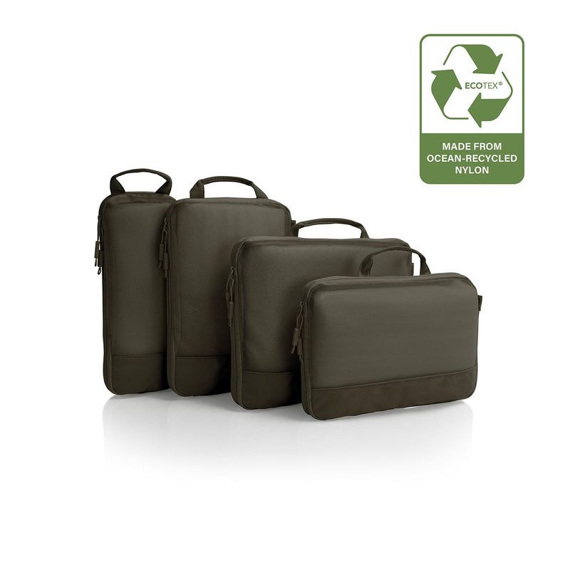 Heys Ecotex Compression Packing Cube 4 Pc Set Green Moss