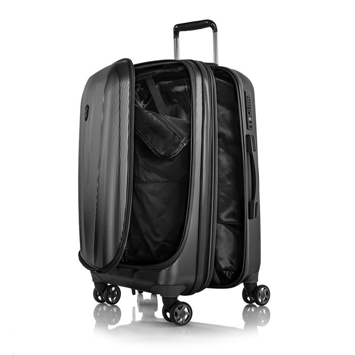 Heys Vantage Smart Luggage M Black – Přední část otevřete samostatně