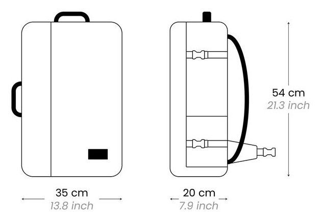 CabinZero Classic Pro 42L – rozměry