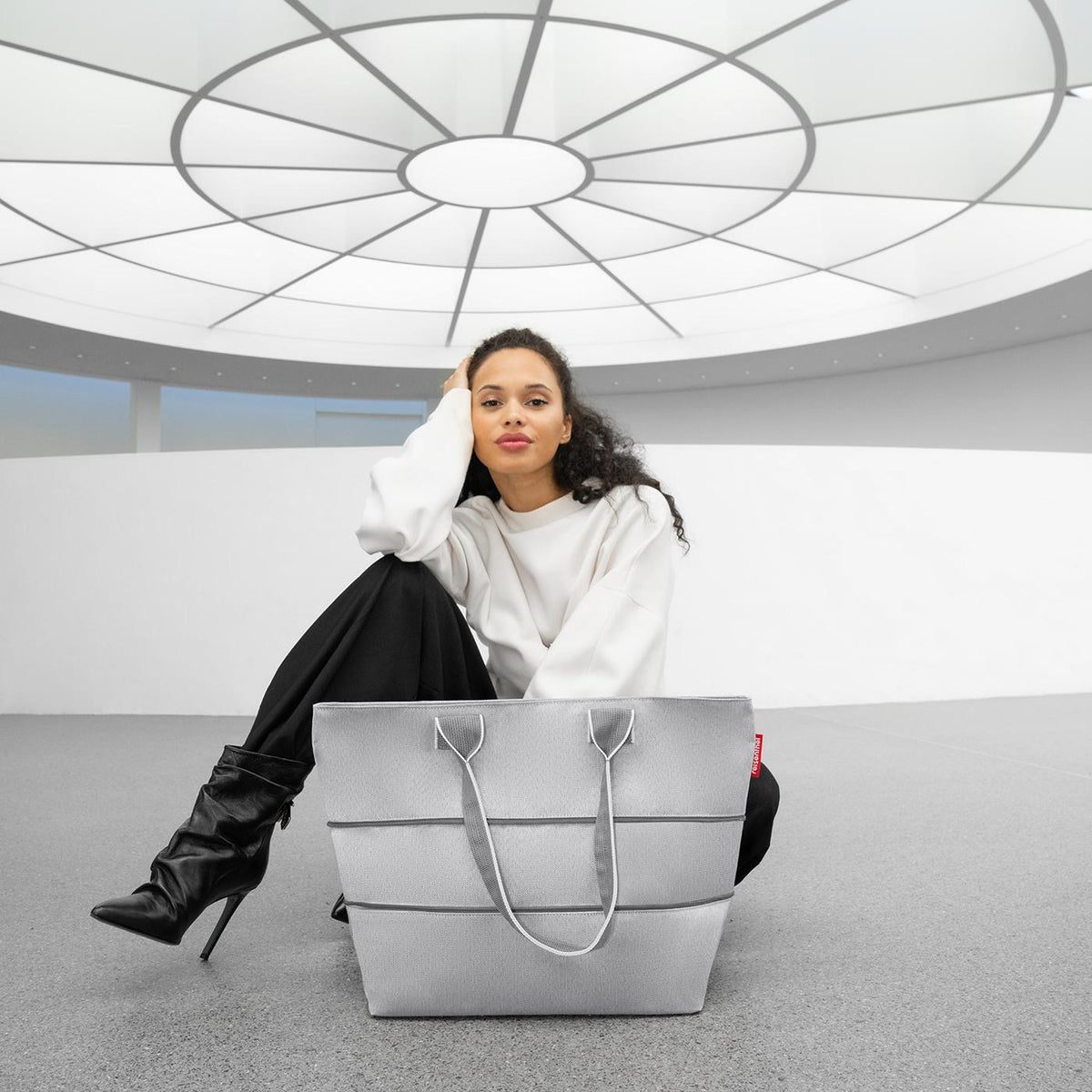 Reisenthel Shopper E1 Herringbone Grey – lifestyle fotografie