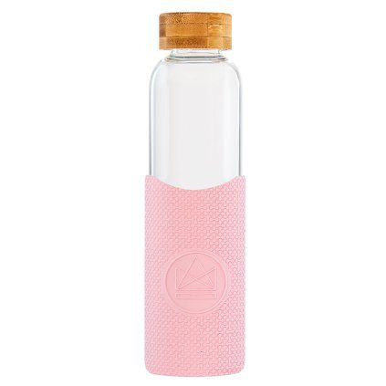 Neon Kactus Skleněná láhev s rukávem, 550 ml růžová