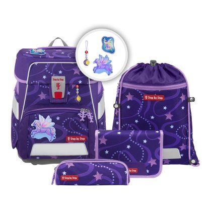 Step by Step Školní aktovka SPACE pro prvňáčky - 5dílný set Pegas Emily  + Blikačka Step by Step jako dárek