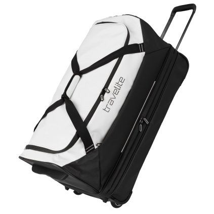 Travelite Basics Wheeled Duffle exp. Black/white – cestovní taška na kolečkách, celkový pohled