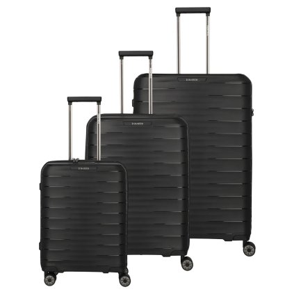 Travelite Mooby S,M,L Black – sada cestovních kufrů, pohled zepředu