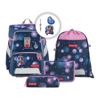 Step by Step Školní aktovka Space pro prvňáčky - 5-dílný set - Mermaid Delia  + Blikačka Step by Step jako dárek