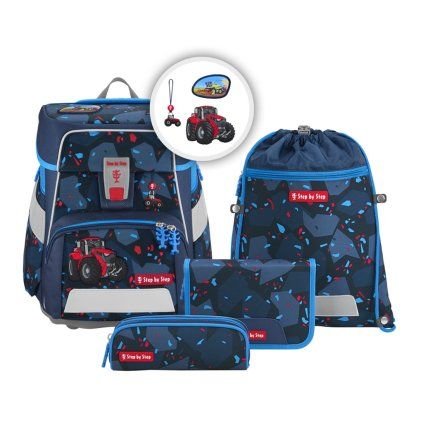 Step by Step Školní aktovka Space pro prvňáčky - 5-dílný set - Tractor Freddy  + Blikačka Step by Step jako dárek