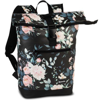Bench Batoh Hydro roll-top - černá květiny 20l