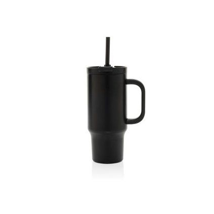 Uzavíratelný nerez termohrnek s brčkem, 480ml, XD Design, černý