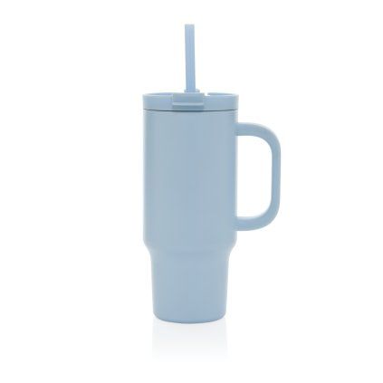 Uzavíratelný nerez termohrnek s brčkem, 480ml, XD Design, světle modrý