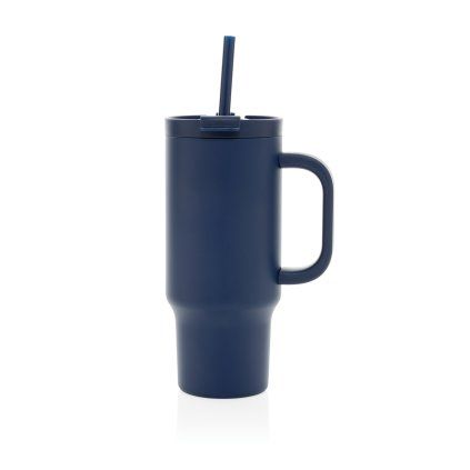 Uzavíratelný nerez termohrnek s brčkem, 480ml, XD Design, modrý