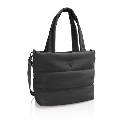 Puffer Tote Bag Front View Black