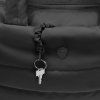 Puffer Tote Bag Front Pocket Key Leash Black