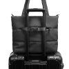 Puffer Tote Bag Trolley Handle Strap View Black