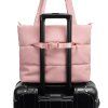 Puffer Tote Bag Trolley Handle Strap View Rose