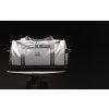 Herschel Kaine Ripstop Reflective Duffle Ultimate Gray/Stone Mountain 44L – fotografie v použití a detail modelu
